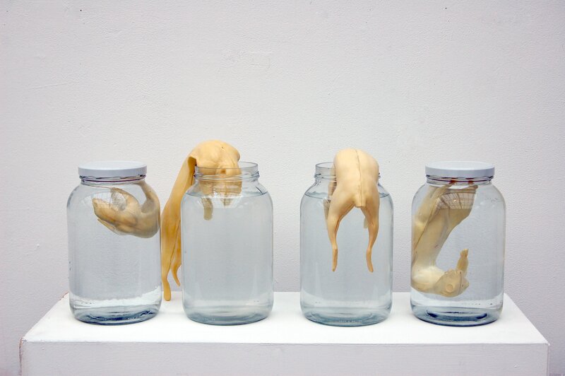 art installation with jars