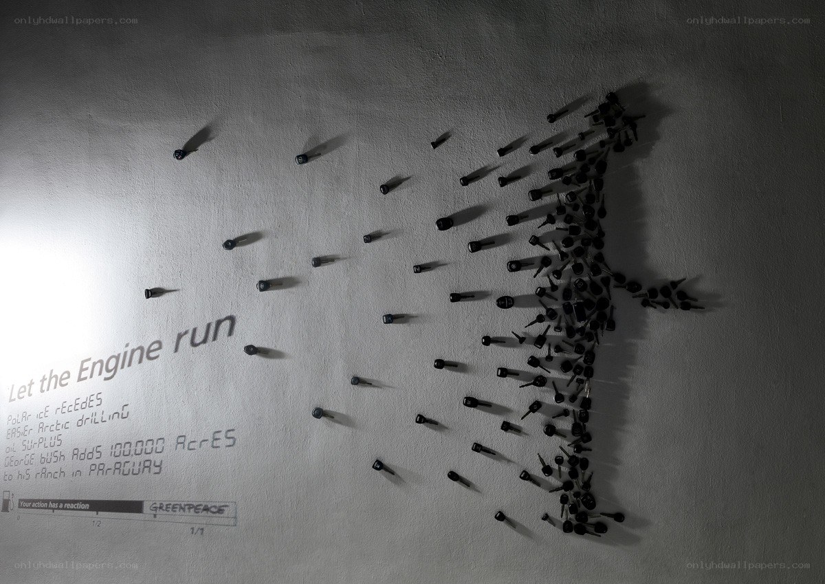 Art installation with nails