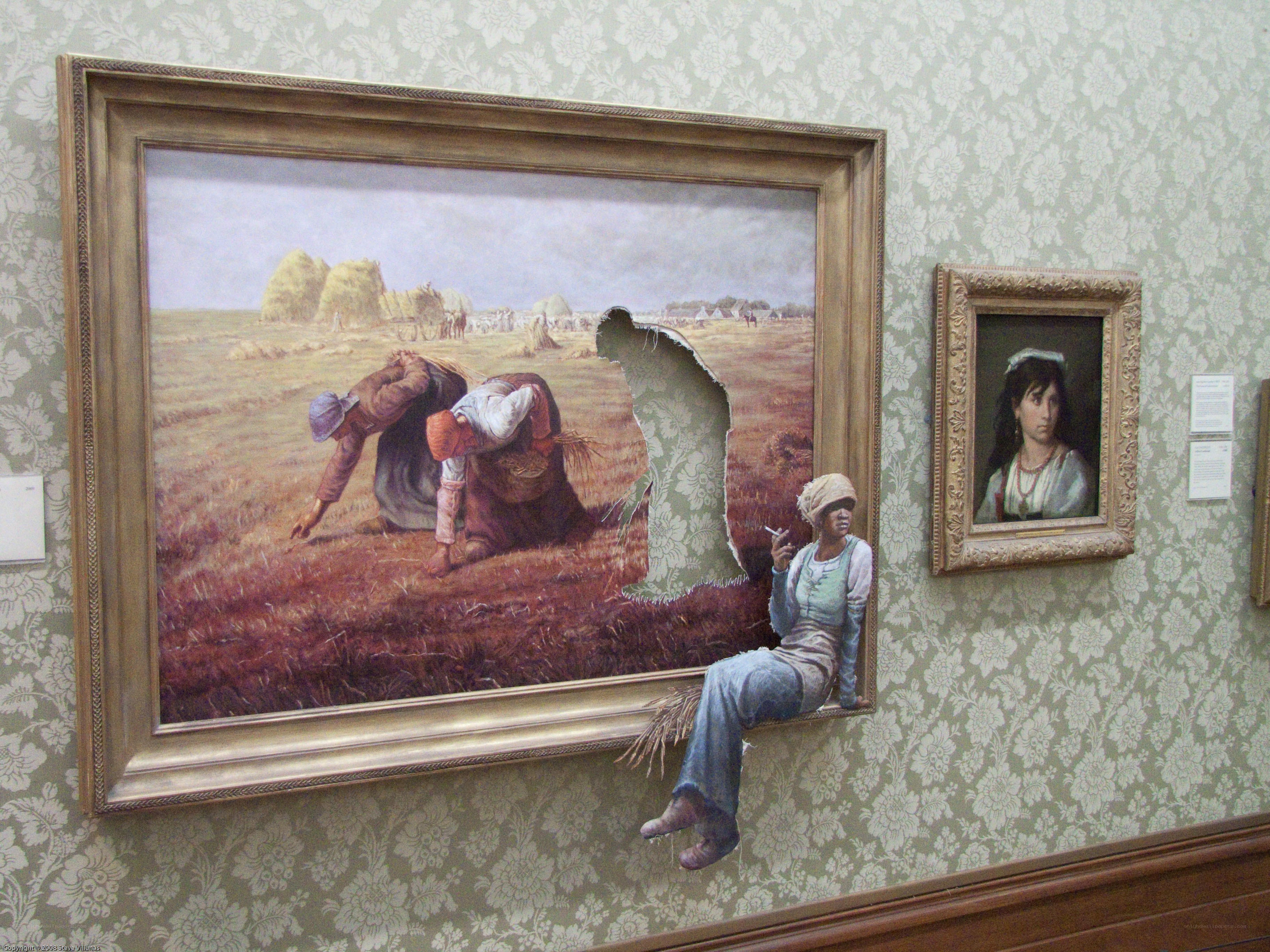 Art installation with painted scene