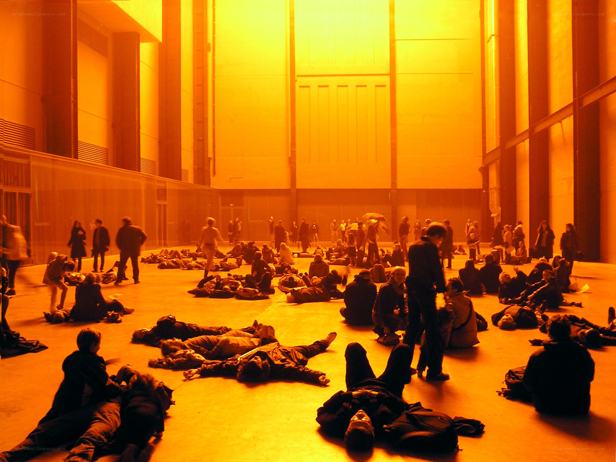 Art installation with people on floor