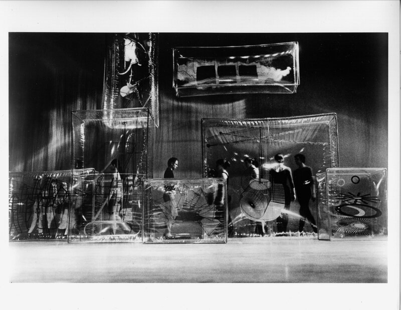 Art installation with transparent cubes