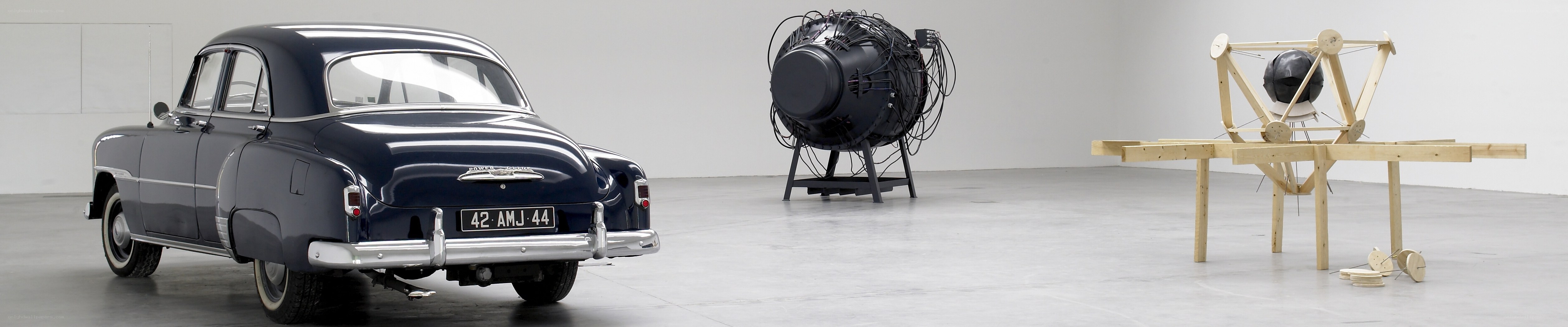 Art installation with vintage car