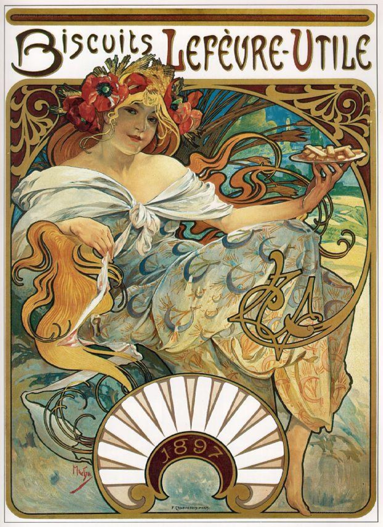 Art Nouveau biscuit advertisement