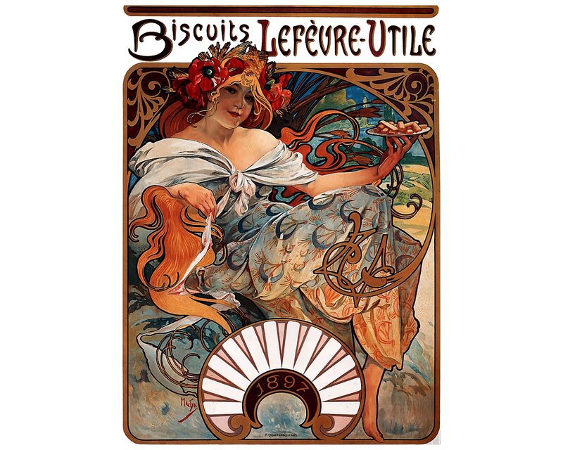 Art Nouveau biscuit advertisement
