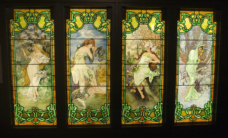 Art Nouveau stained glass panels