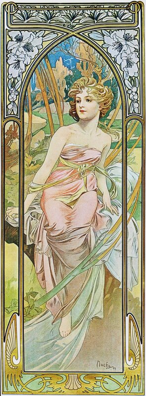 Art Nouveau woman in garden