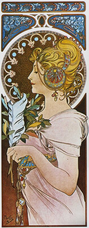 Art Nouveau woman with feather