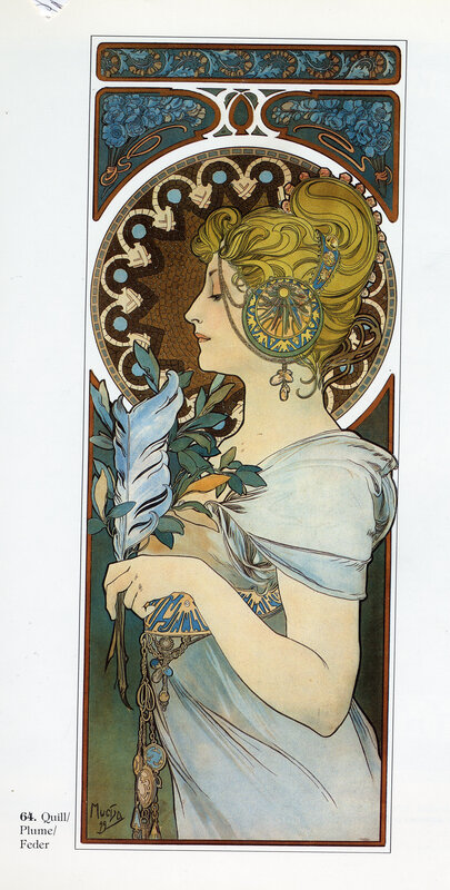Art Nouveau woman with feather