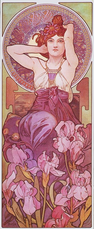Art Nouveau woman with flowers