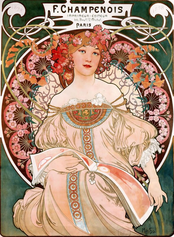 Art Nouveau woman with flowers