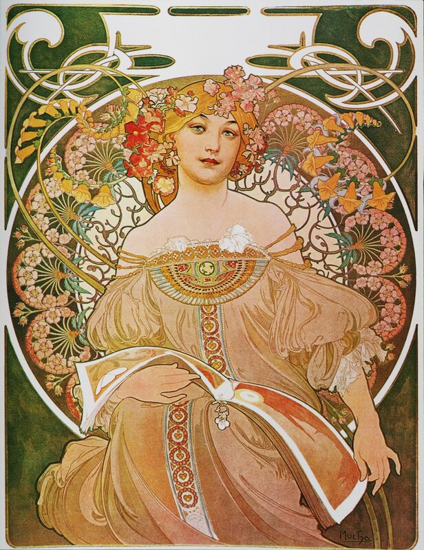 Art Nouveau woman with flowers