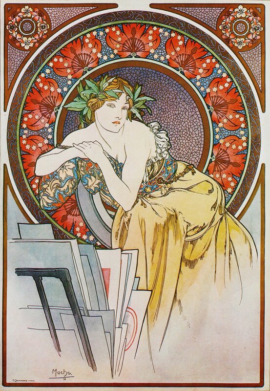 Art Nouveau woman with flowers