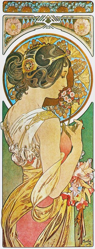 Art Nouveau woman with flowers