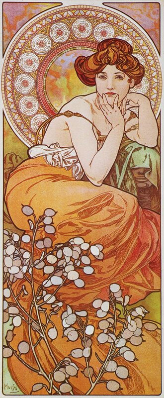 Art Nouveau woman with flowers