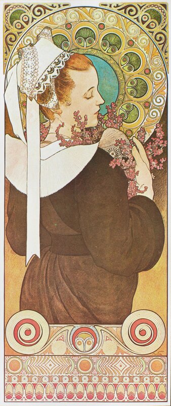 Art Nouveau woman with flowers