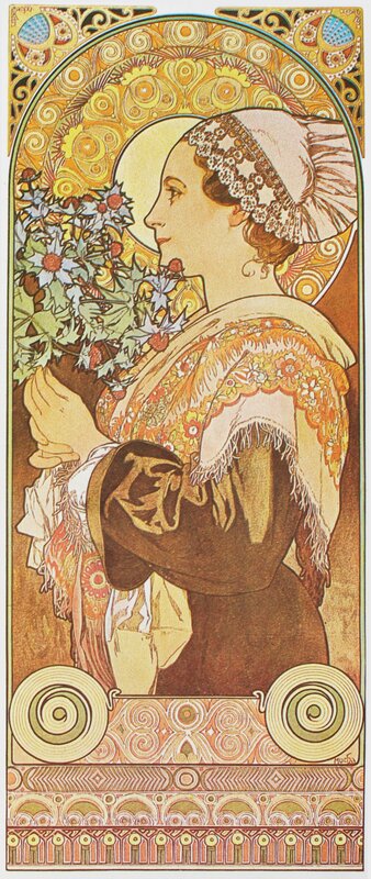 Art Nouveau woman with flowers