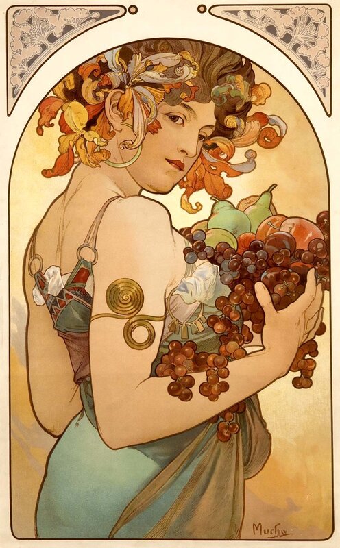 Art Nouveau woman with fruit