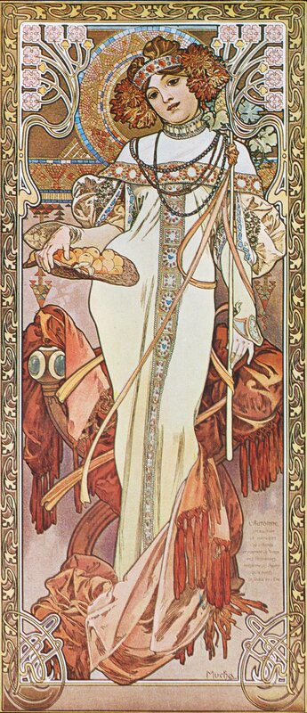 Art Nouveau woman with harvest basket