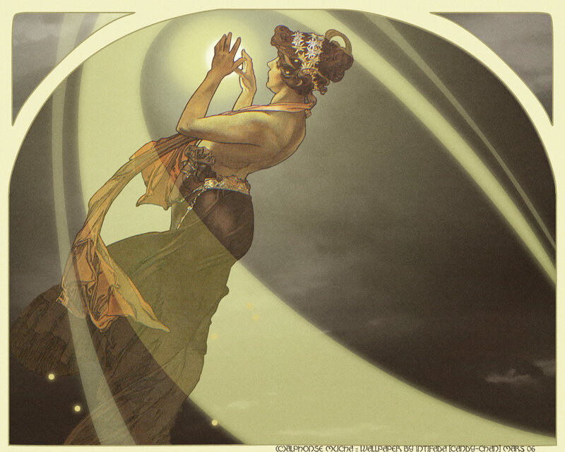 Art Nouveau woman with moon