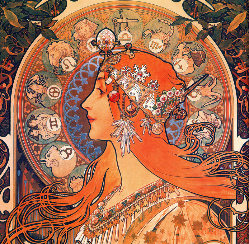 Art Nouveau zodiac illustration