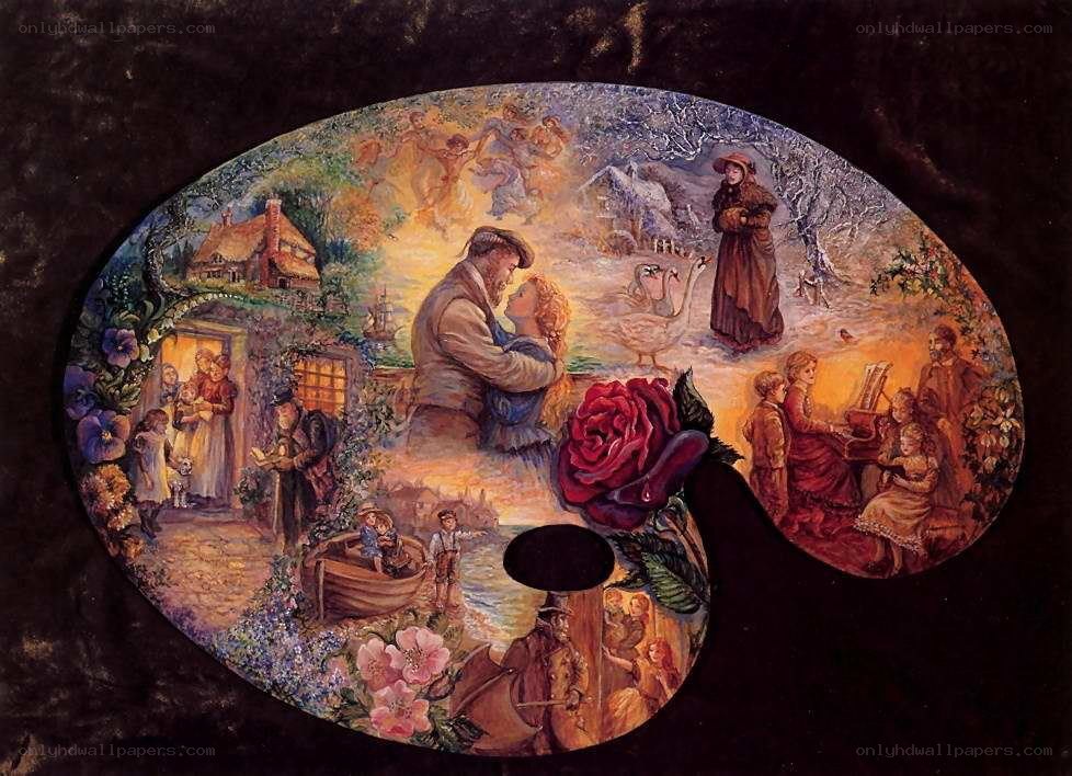 Art palette with scenes