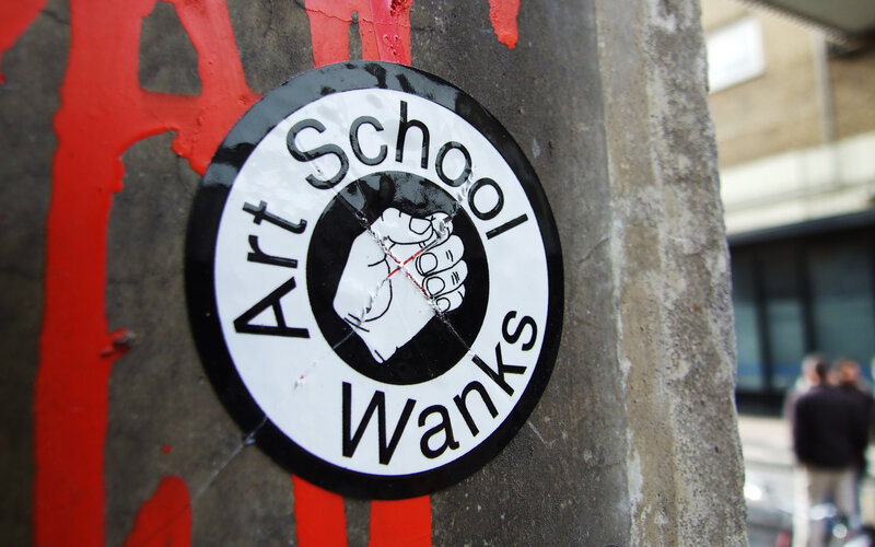 Art School Wanks sticker on wall