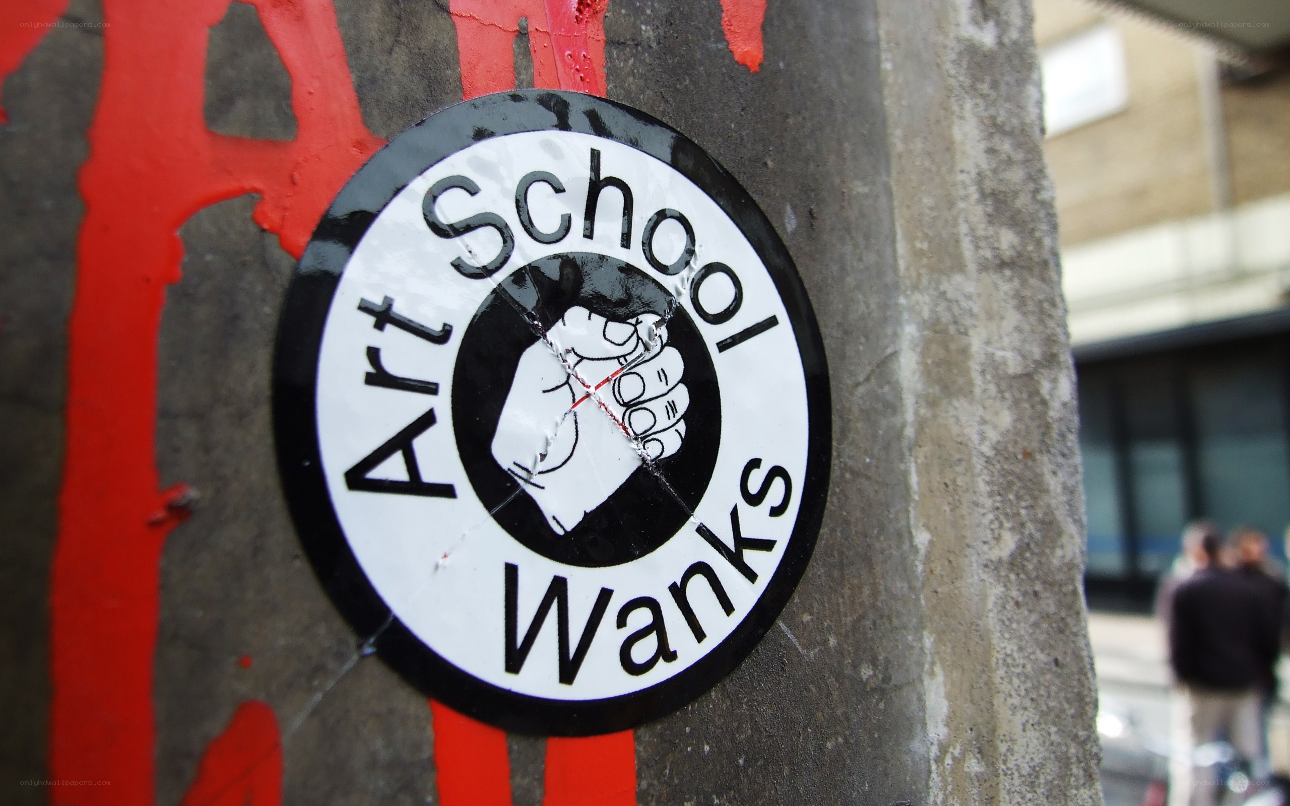 Art School Wanks sticker on wall