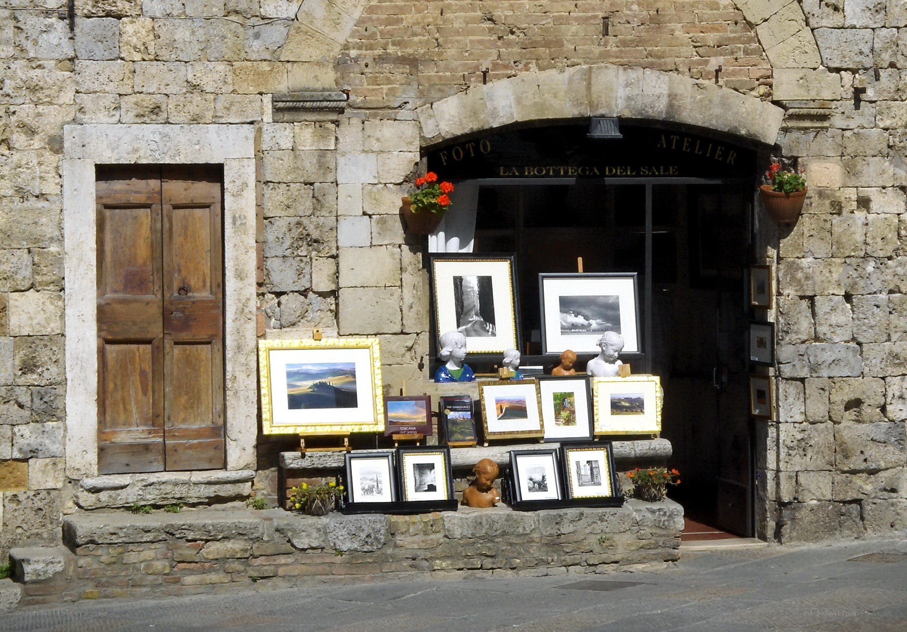 Art shop in a stone building