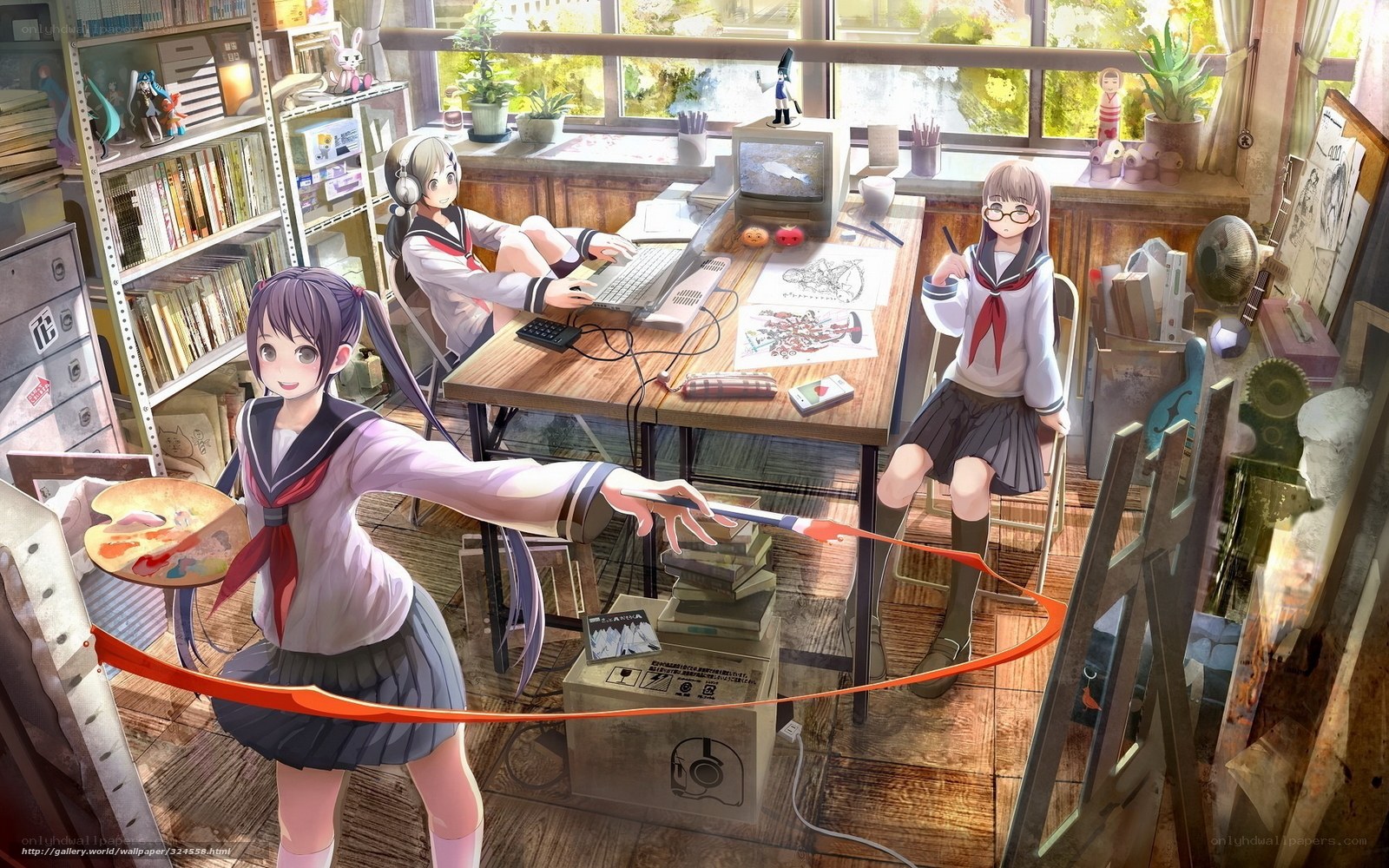 Art students in a sunlit studio