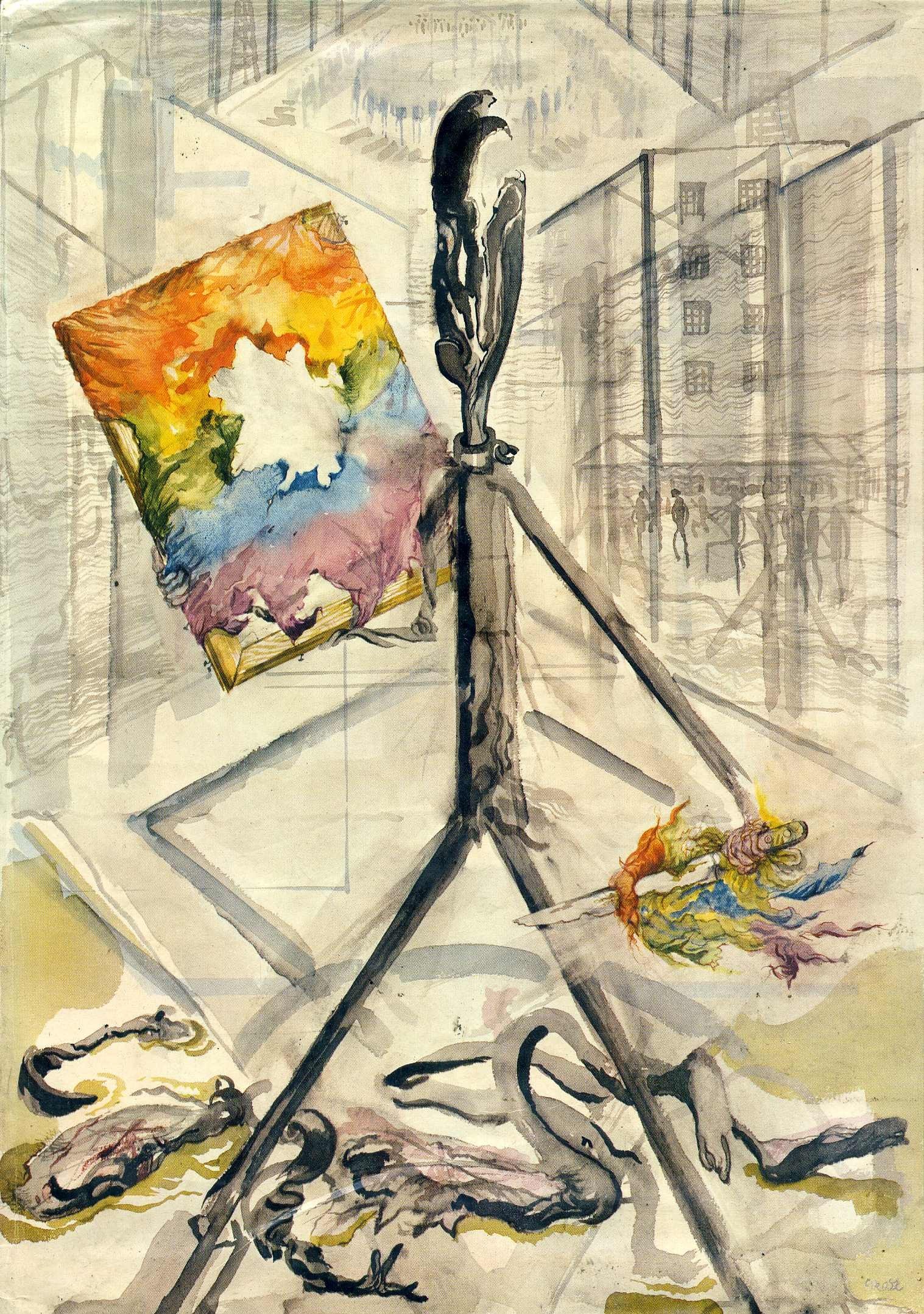Art studio with abstract painting