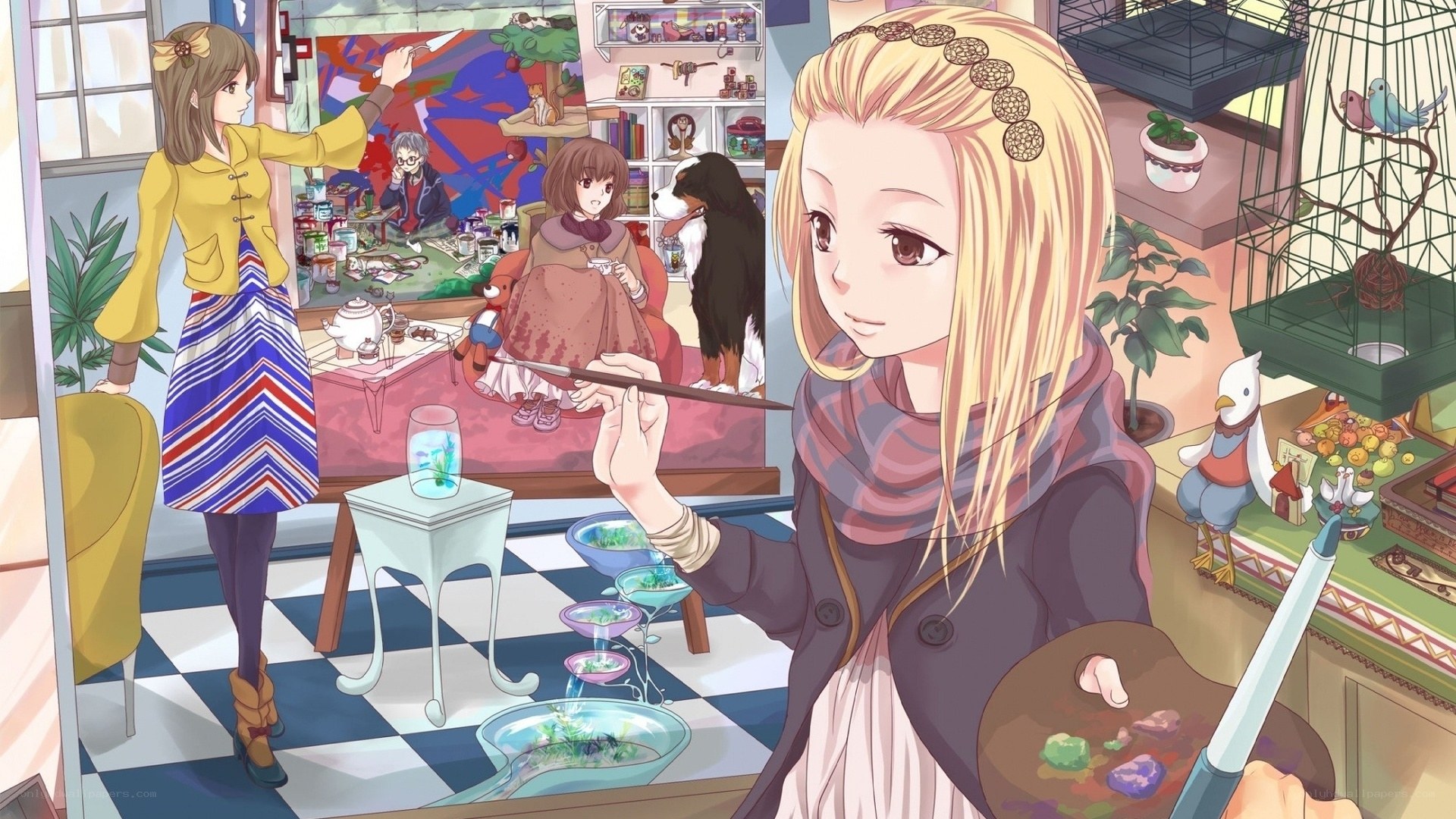 art studio with artists painting