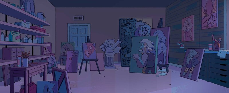 Art Studio with Paintings