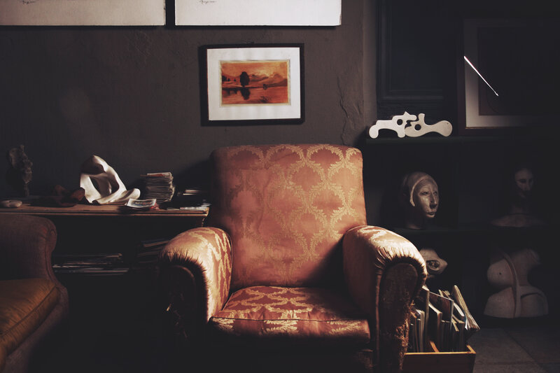 Art studio with vintage armchair