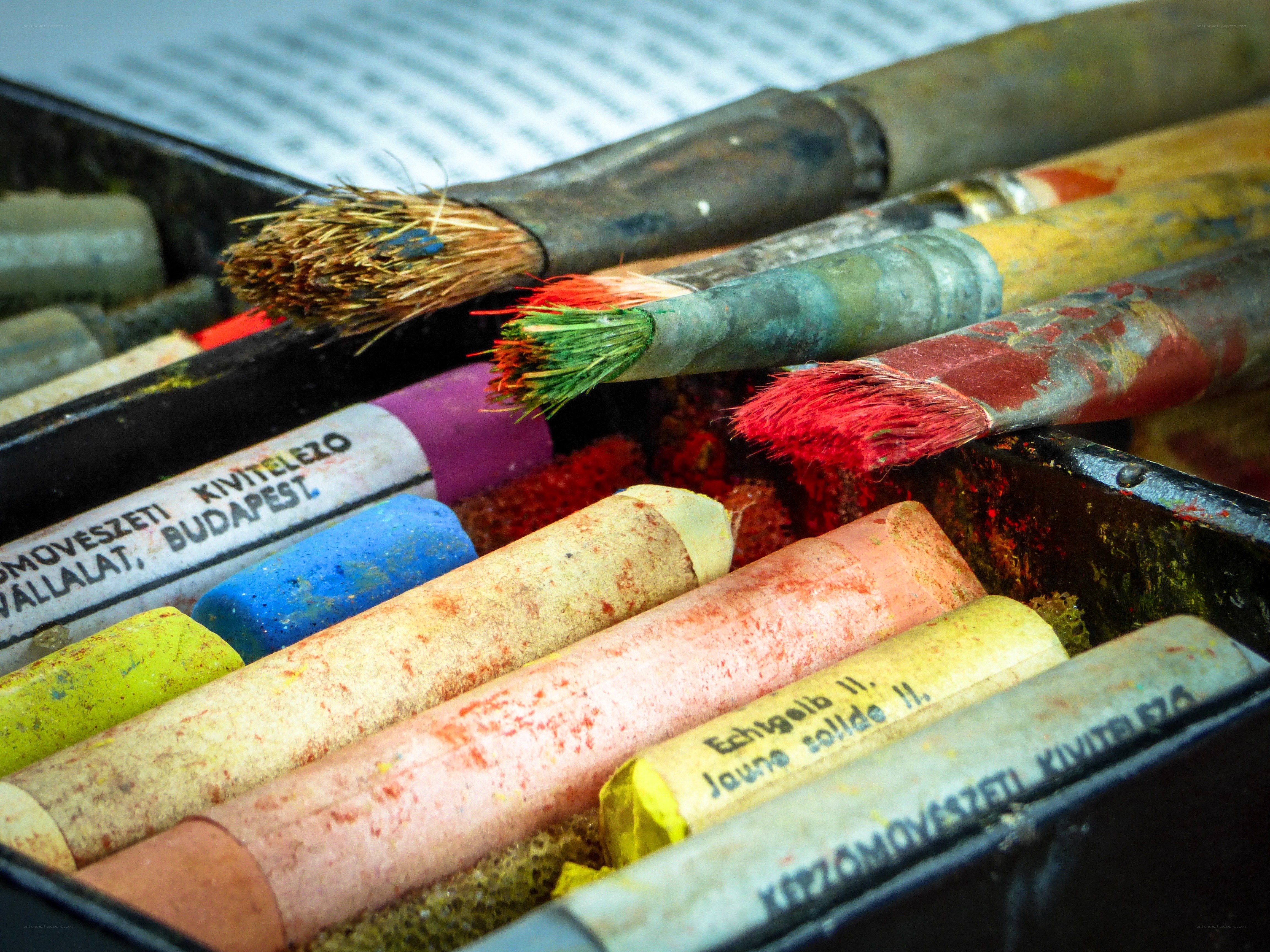 Art supplies in a case