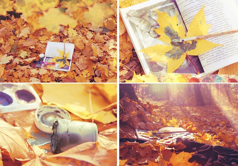 Art Supplies in Autumn Leaves