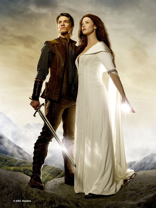 Arthur and Guinevere on a mountain