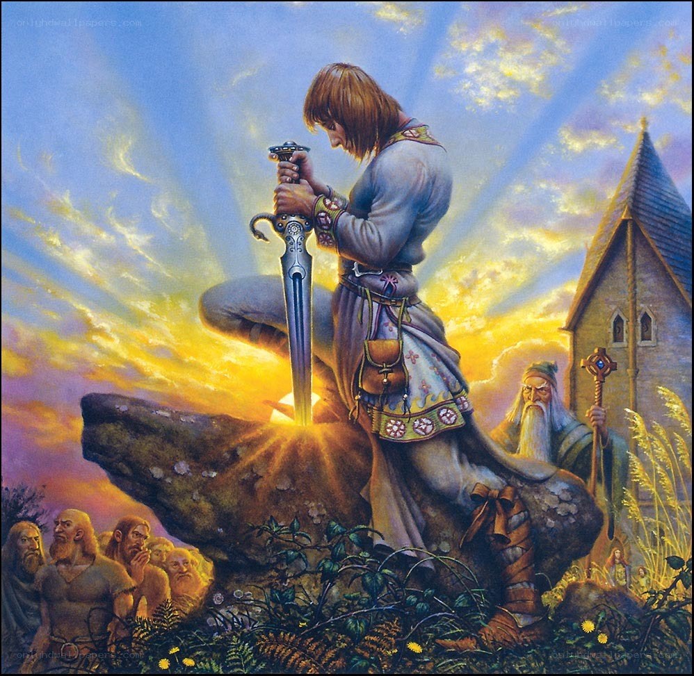 Arthur pulling sword from stone