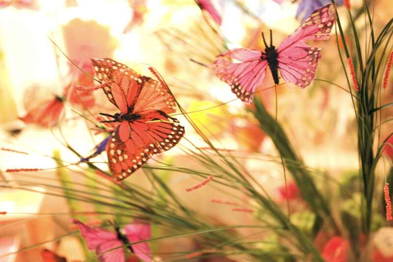 Artificial Butterflies in Grass