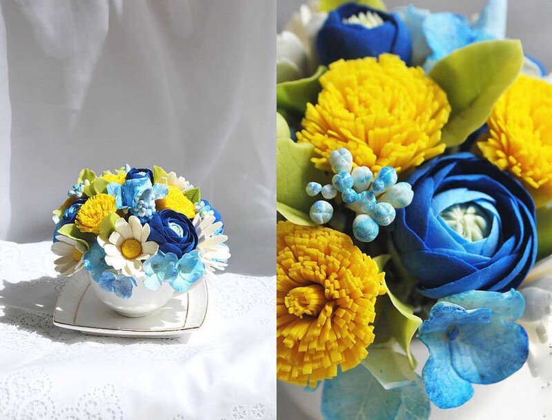 Artificial Flower Bouquet — Blue, Calm