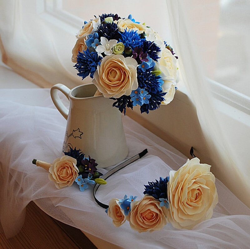 Artificial Flower Bouquet — Blue