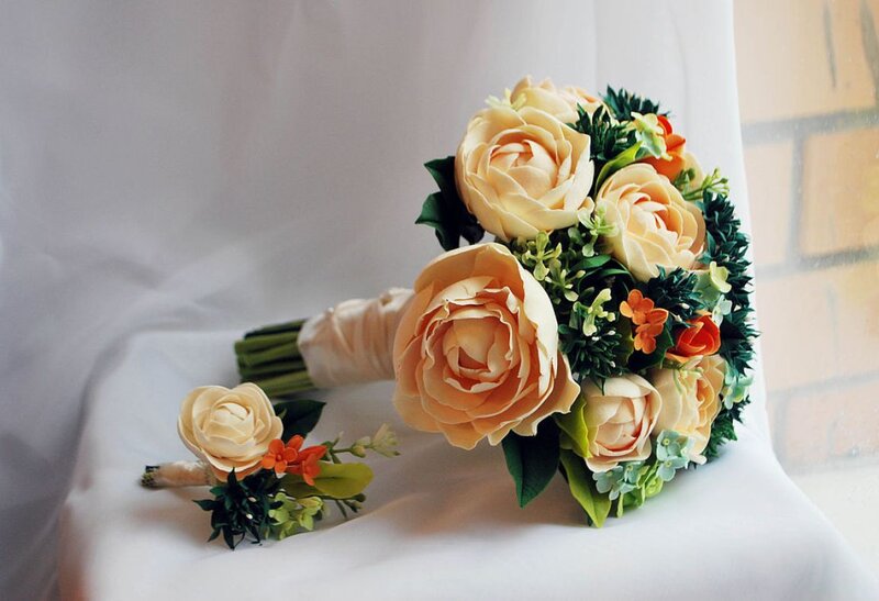 Artificial Flower Bouquet — Cream