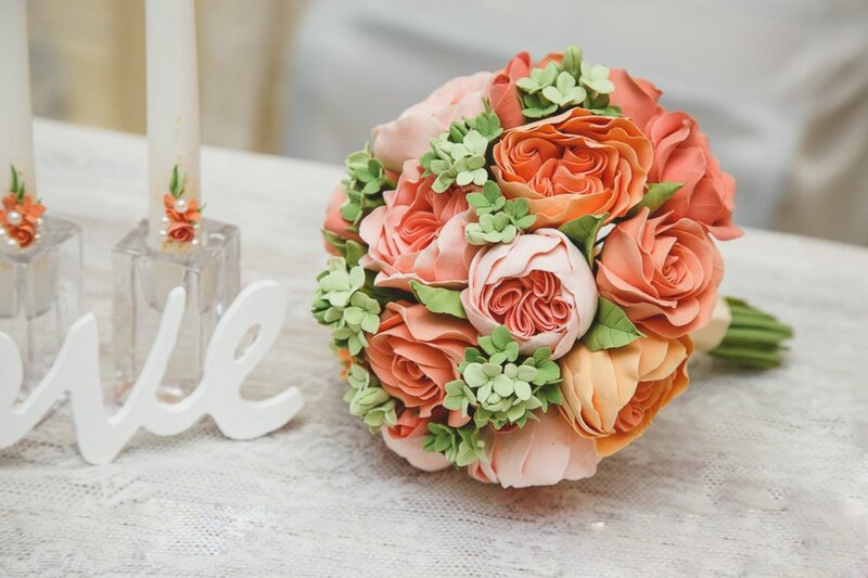 Artificial Flower Bouquet — Peach