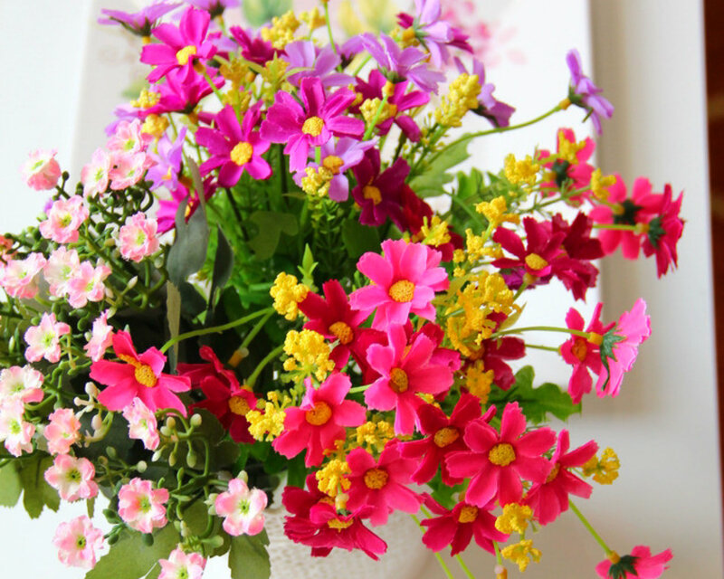 Artificial Flower Bouquet — Pink, Bright