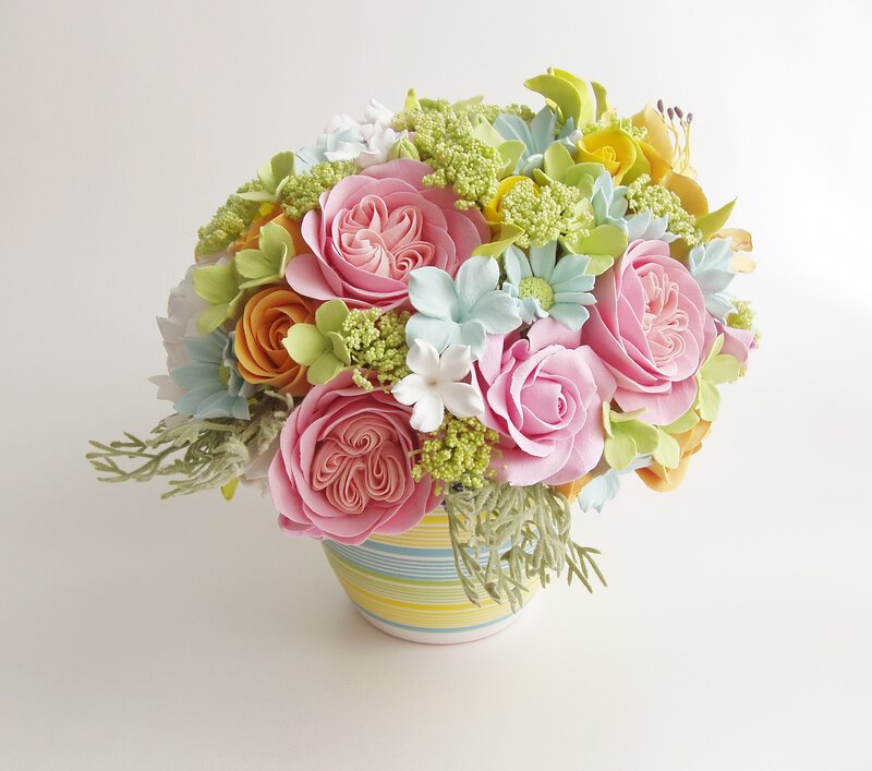 Artificial Flower Bouquet — Pink, Calm, Photograph, Vase