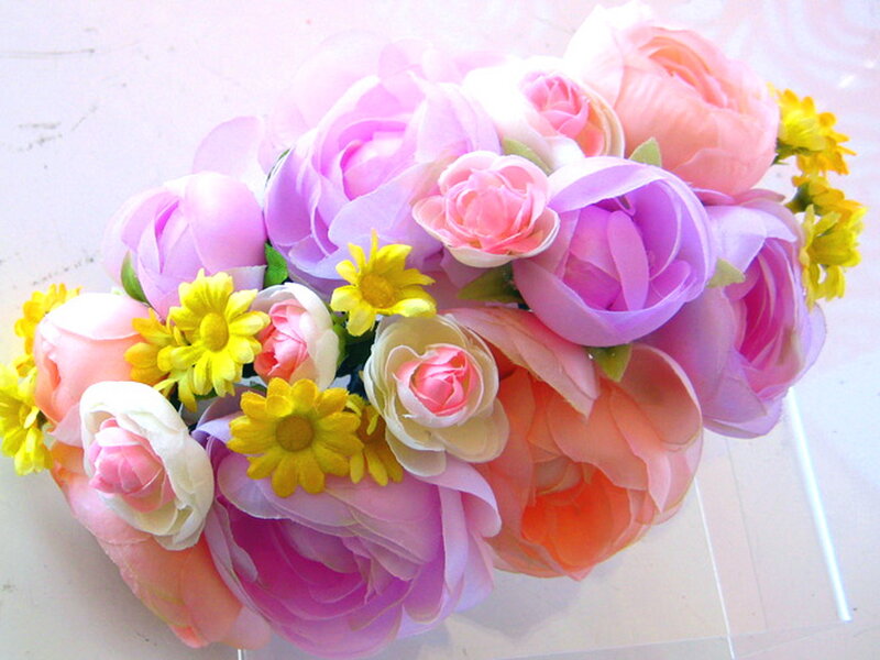 Artificial Flower Bouquet — Pink, Calm, Photograph, Yellow Daisies
