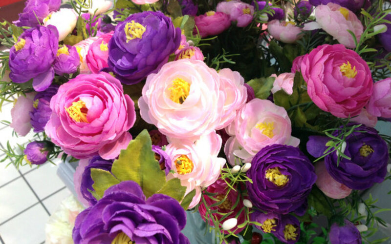 Artificial Flower Bouquet — Purple, Calm, Photograph, Flowers
