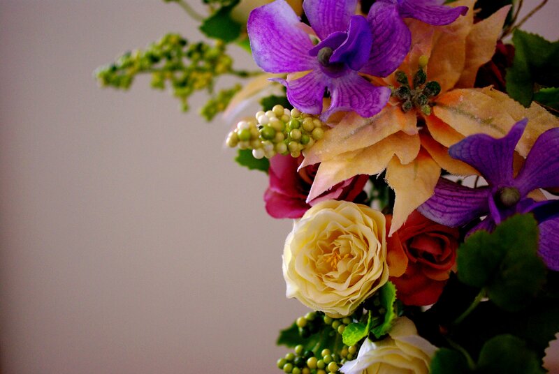 Artificial Flower Bouquet — Purple, Calm, Photograph, Purple Orchids