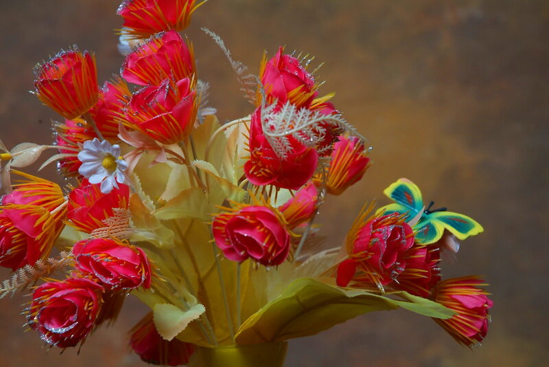 Artificial Flower Bouquet — Red, Calm, Photograph