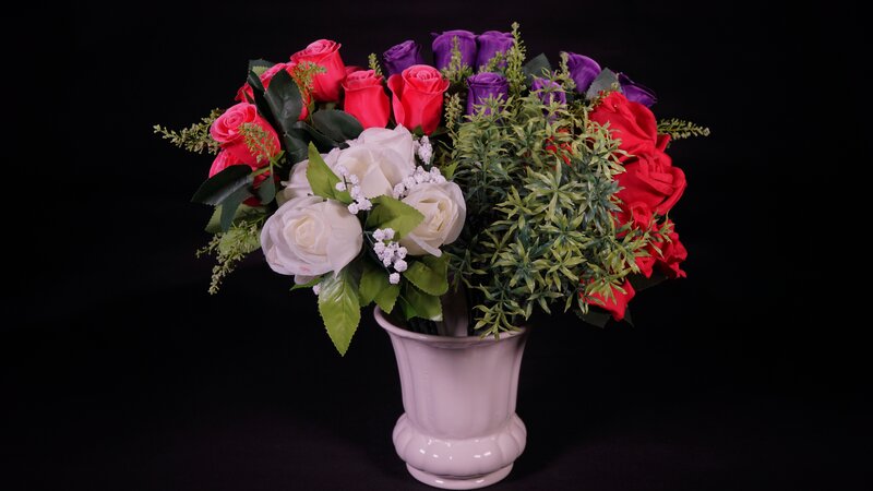 Artificial Flower Bouquet — Red, Dramatic