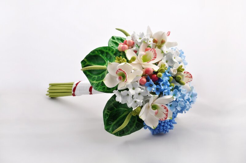 Artificial Flower Bouquet — White, Calm, Photograph, Orchids
